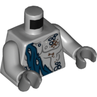 Lego Torso Bare Chest with Marine Growth, Sash and Lobster on Back Print, Light Bluish Gray Arms, Dark Bluish Gray Hands / Light Bluish Gray