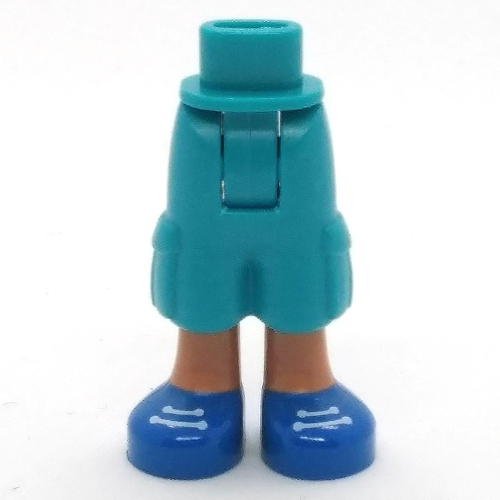 Lego Minidoll Hips and Cargo Pants with Nougat Legs and Blue Shoes, White Laces Print [Thick Hinge] / Dark Turquoise