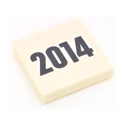 Lego Tile 2 x 2 with '2014' Print / White