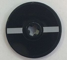 Lego Technic, Disk 3 x 3 with Light Bluish Gray Bars Pattern (Sticker) - Set 75087 / Black