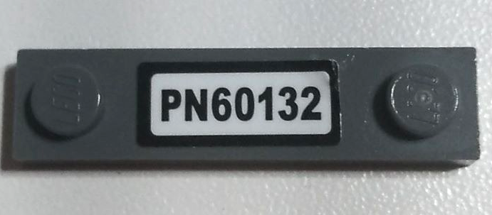 Lego Plate, Modified 1 x 4 with 2 Studs without Groove with 'PN60132' Pattern (Sticker) - Set 60132