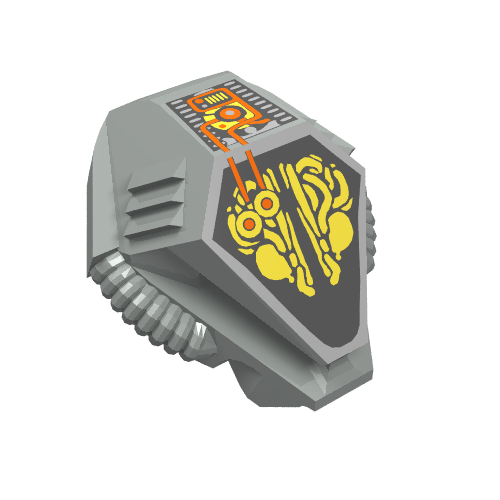 Lego Helmet with Hexagonal Top and Silver Alien Print / Light Gray