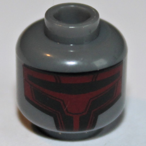 Lego Minifig Head Darth Revan, Dark Red Sith Mask Print [Hollow Stud] / Dark Bluish Gray