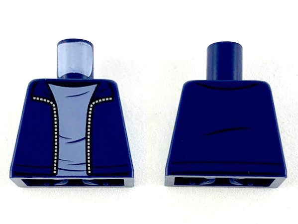 Lego Torso Jacket with Silver Zipper and Sand Blue Shirt Pattern / Dark Blue