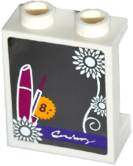 Lego Panel 1 x 2 x 2 with Side Supports - Hollow Studs with Mirror, Flowers, Makeup and Price Tag with Number 8 Pattern (Sticker) - Set 41118