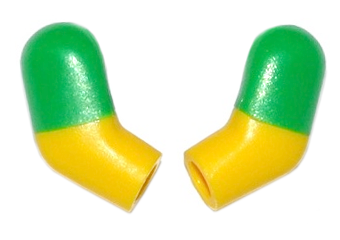 Lego Arm, (Matching Left and Right) Pair with Molded Bright Green Short Sleeves  Pattern
