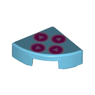 Lego Tile Round 1 x 1 Quarter with Dark Pink Game Controller Buttons Print / Medium Azure