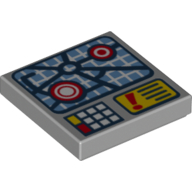 Lego Tile 2 x 2 with Computer Screen, City Plan Print / Light Bluish Gray