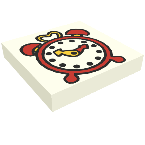 Lego Tile 2 x 2 with Fabuland Alarm Clock Print