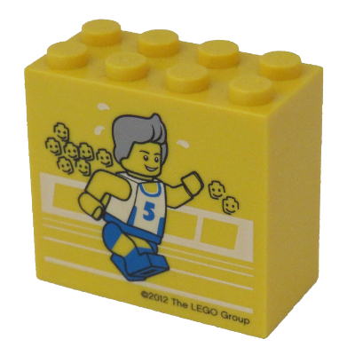 Lego Brick 2 x 4 x 3 with 'LEGOLAND Windsor Resort' / Olympic Athlete #5 Print / Yellow