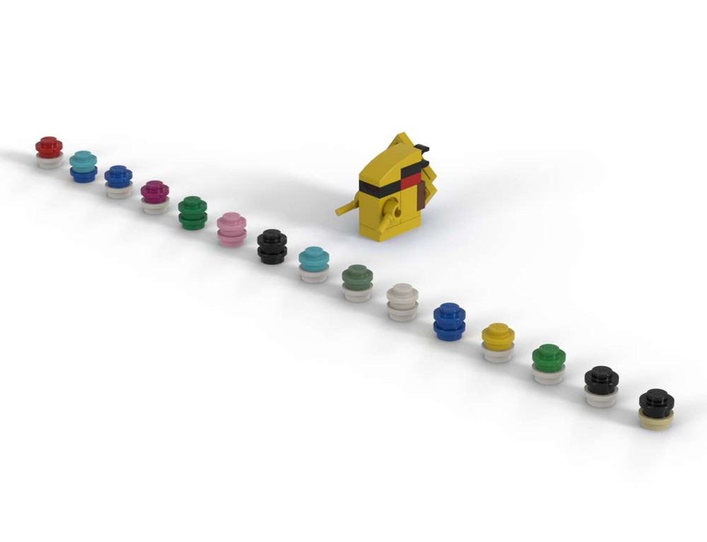 Lego Minifigure scale Pikach and classic fifteen Poke Balls