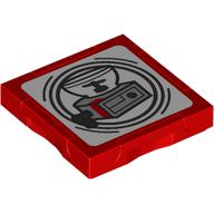 Lego Tile Special 2 x 2 with SMART Tag with Beverage Dispenser Print / Red