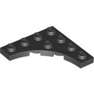 Lego Plate Special 4 x 4 with 3 x 3 Quarter Round Cutout / Black