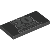 Lego Tile 2 x 4 with 20 Years LEGO Star Wars Print / Black