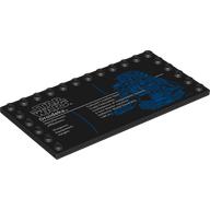 Lego Plate Special 6 x 12 with Studs on 3 Edges with 'STAR WARS Droideka', Stats Print / Black