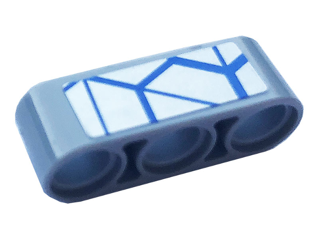 Lego Technic, Liftarm Thick 1 x 3 with Blue and Silver Race Pattern (Sticker) - Set 42123 / Light Bluish Gray
