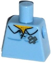 Lego Torso Shirt Open Collar with Chest Hair, Hammer and Saw Pattern / Bright Light Blue