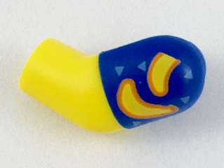 Lego Arm, Left with Molded Blue Short Sleeve and Printed Bananas and Bright Light Blue Triangles Pattern / Yellow