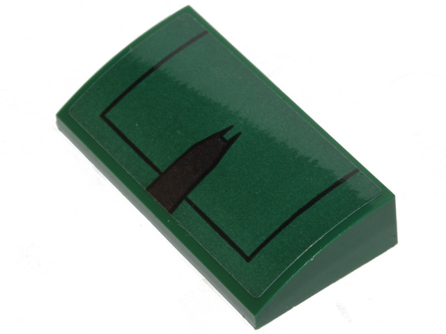 Lego Slope, Curved 2 x 4 x 2/3 with Bottom Tubes with Black Lines and Dark Brown Wedge Pattern (Sticker) - Set 75248