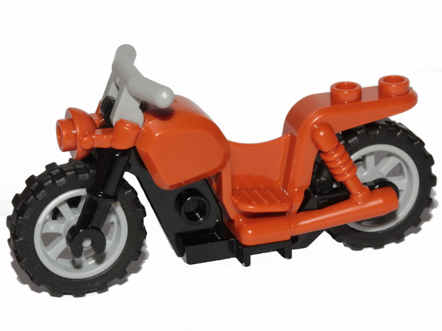 Lego Motorcycle Cruiser with Black Frame, Light Bluish Gray Wheels, and Light Bluish Gray Handlebars
