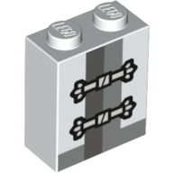 Lego Brick 1 x 2 x 2 with Inside Stud Holder with Rope Master Wu Print / White