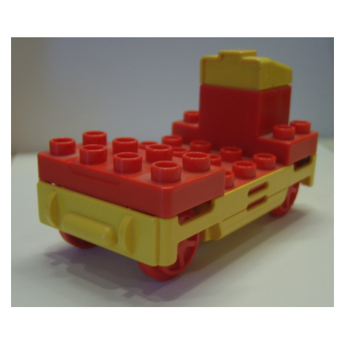 Lego Duplo Train Locomotive Base with Battery Compartment, Yellow Base and Red Wheels / Red