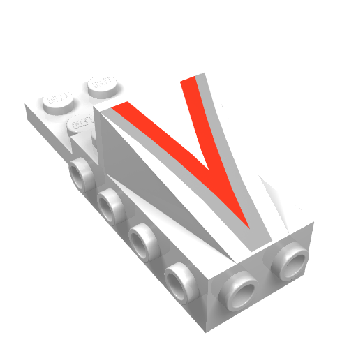 Lego Brick Special, Cockpit Space Nose with Silver and Red V Print / White