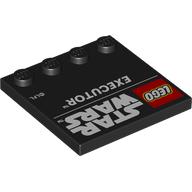 Lego Plate Special 4 x 4, Studs on One Edge with 'LEGO Star Wars' Logo and 'Executor' Print