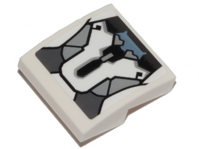 Lego Slope, Curved 2 x 2 x 2/3 with Black, Gray and Sand Blue Hull Plates Pattern (Sticker) - Set 76989