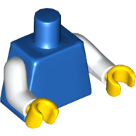 Lego Torso, White Arms, Yellow Hands [Plain] / Blue