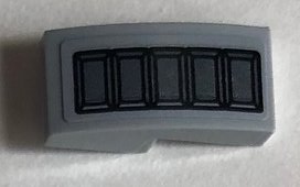 Lego Slope, Curved 2 x 1 x 2/3 with 5 Dark Bluish Gray Rectangles Pattern (Sticker) - Set 76099 / Light Bluish Gray