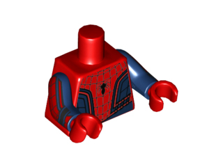 Lego Torso Spider-Man Costume 8 Dark Blue, Thin Web, Small Spider with Thin Abdomen Pattern / Dark Blue Arms with Black and Red Webbing Pattern / Red Hands