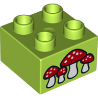 Lego Duplo Brick 2 x 2 with Mushrooms Print