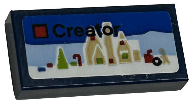 Lego Tile 1 x 2 with LEGO Creator Set Box Art, Gingerbread House with Tree and Snow Pattern (Sticker) - Set 40528