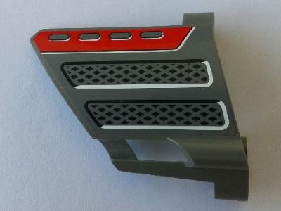 Lego Technic, Panel Fairing #23 Large Short, Small Hole, Side B with Vent Holes and Grille Pattern (Sticker) - Set 8454