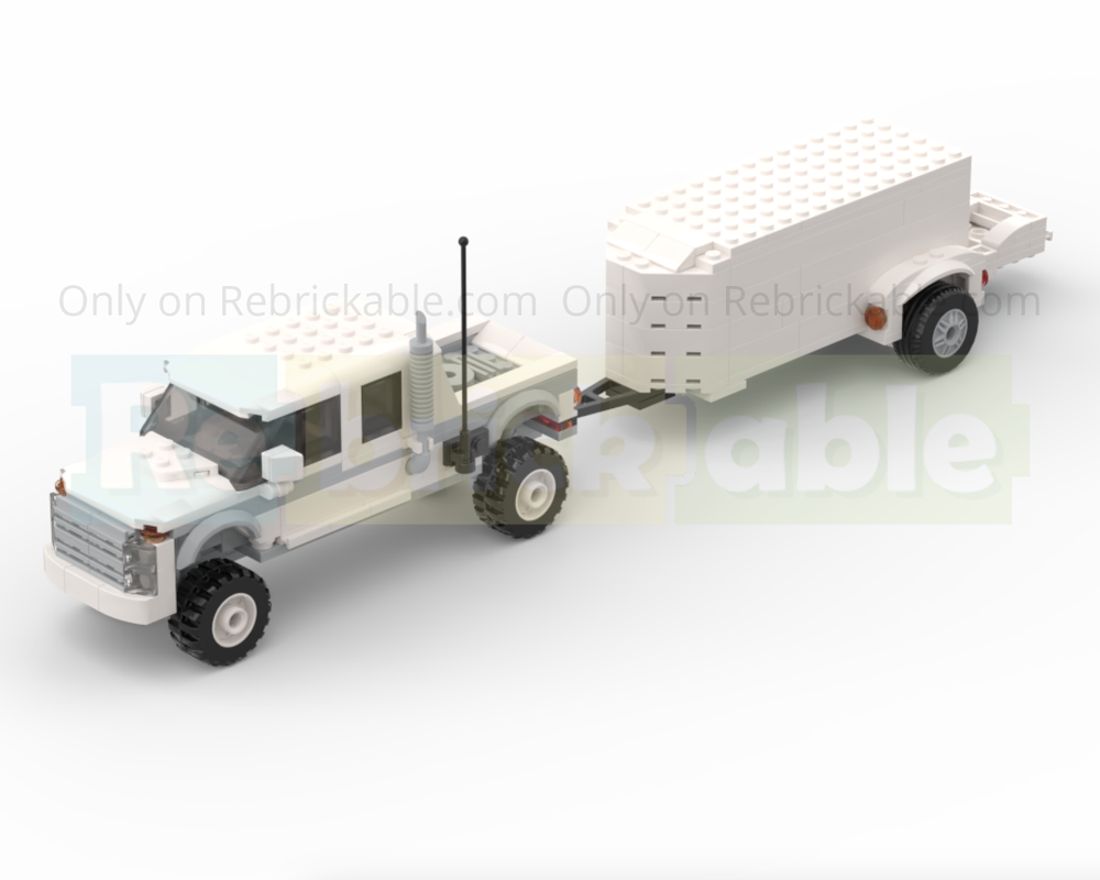 Lego Crew cab truck with custom trailer!