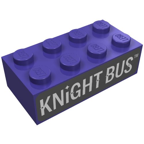 Lego Brick 2 x 4 with 'KNIGHT BUS' Print