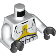 Lego Torso Armor, Stormtrooper with Bright Light Orange Markings Print, White Arms, Black Hands / White