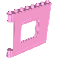 Lego Duplo Building Wall 1 x 8 x 6 with Window Opening, Hinge on Left / Bright Pink
