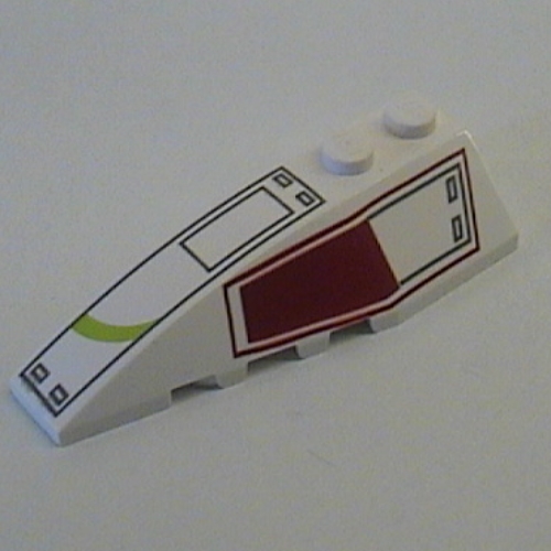 Lego Brick Wedged, Curved 6 x 2 Left with ARC-170 Print / White
