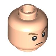 Lego Minifig Head Link, Medium Nougat Eyebrows Arched, Stern / Excited Print / Light Nougat