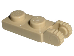 Lego Hinge Plate 1 x 2 Locking with 2 Fingers on End / Tan