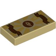 Lego Tile 1 x 2 with Scroll/Parchment with Invisibility Spell Print / Tan