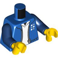 Lego Torso, Jacket, Zipper, Dots (LEGO Designer Logo), White Shirt Print, Dark Blue Arms, Yellow Hands