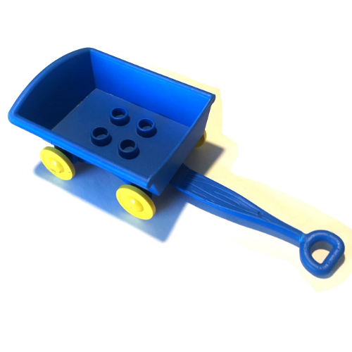 Lego Duplo Hand Wagon with Yellow Wheels (Complete Assembly) / Blue