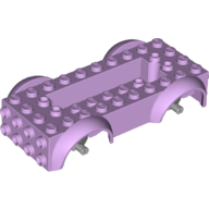 Lego Vehicle Base 4 x 10 x 2 1/2 with Mudguards, Wheel Pins and 6 x 2 Centre Recess with 3 Holes, Light Bluish Gray Wheel Holders / Lavender