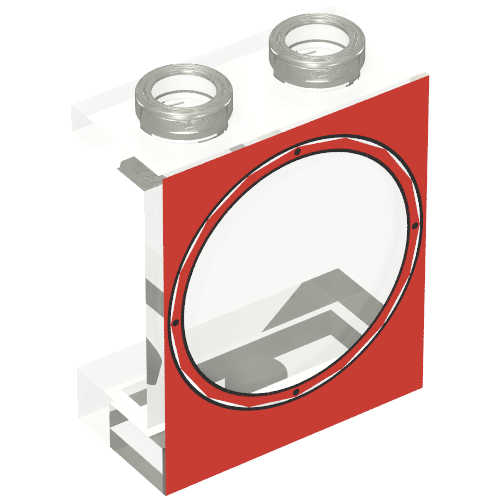 Lego Panel 1 x 2 x 2 with Red Porthole Print [10020-1 / 10020-2]