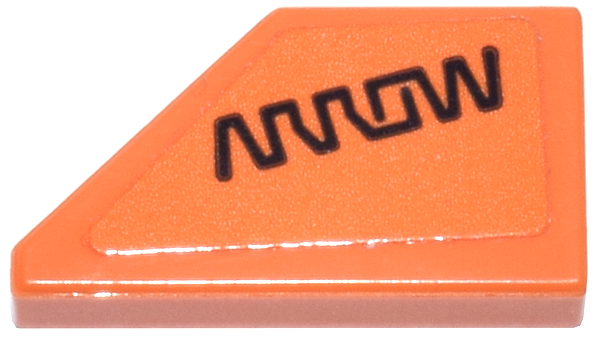 Lego Tile, Modified 1 x 2 Wedge Right with Black 'ARROW' Logo Pattern (Sticker) - Set 77251