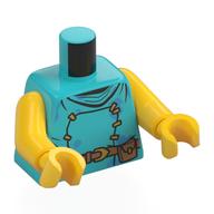 Lego Torso, Stapled Front, Nougat Belt with Pouch Print, Yellow Arms and Hands / Medium Azure
