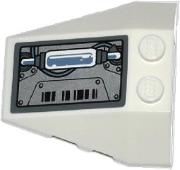 Lego Wedge 4 x 4 Triple with Stud Notches with Silver Armor Plates, Cable and Piping Pattern (Sticker) - Set 70223